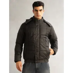 Thomas Scott Black Regular Fit Checks Hooded Jacket-picture-32