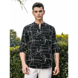 Thomas Scott Black Slim Fit Embroidery Shirt-picture-31