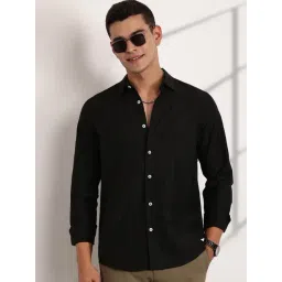 Thomas Scott Black Slim Fit Textured Shirt-picture-11