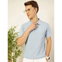 Thomas Scott Blue Cotton Regular Fit Self T-Shirt-picture-10