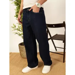 Thomas Scott Blue Cotton Solid Relaxed Fit Jeans-picture-39