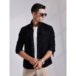 Thomas Scott Blue Regular Fit Self Design Shirt-picture-12