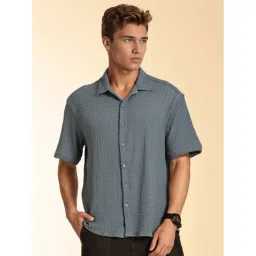 Thomas Scott Blue Regular Fit Texture Shirt-picture-19