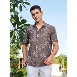 Thomas Scott Brown Regular Fit Embroidered Shirt-image-22