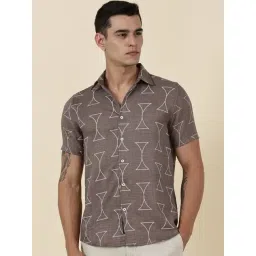 Thomas Scott Brown Slim Fit Self Pattern Shirt-picture-40