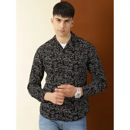 Thomas Scott Classic Conversational Printed Cuban Collar Cotton Casual Shirt-picture-30