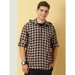 Thomas Scott Classic Hood Gingham Checked Twill Casual Pure Cotton Shirt-picture-24