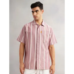 Thomas Scott Classic Striped Spread Collar Cotton Oversized Casual Shirt-picture-14