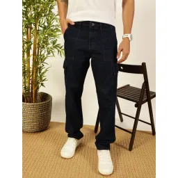 Thomas Scott Dark Blue Cotton Relaxed Fit Solid Jeans-picture-33