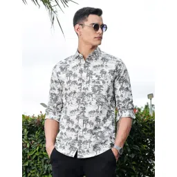 Thomas Scott Grey Cotton Floral Regular Fit Shirt-picture-21