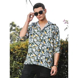 Thomas Scott Grey Linen Slim Fit Printed Shirt-picture-40