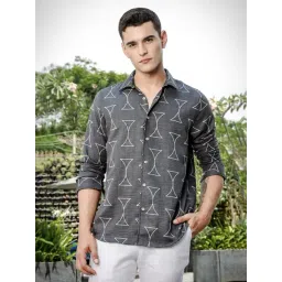 Thomas Scott Grey Slim Fit Printed Shirt-picture-34