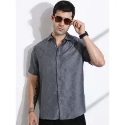 Thomas Scott Grey Slim Fit Printed Shirt-picture-27