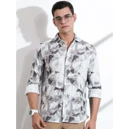 Thomas Scott Grey Slim Fit Printed Shirt-picture-29