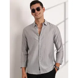 Thomas Scott Grey Slim Fit Striped Shirt-picture-21