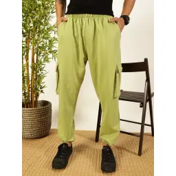 Thomas Scott Leaf Green Cotton Relaxed Fit Solid Trackpants-picture-10