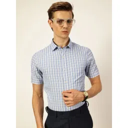 Thomas Scott Light Blue Cotton Regular Fit Checks Shirt-picture-14