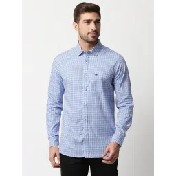Thomas Scott Light Blue Regular Fit Check Shirt-picture-28