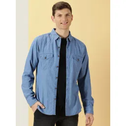 Thomas Scott Light Blue Slim Fit Denim Shirt-picture-18