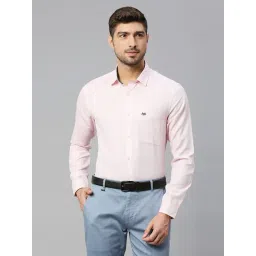 Thomas Scott Light Pink Slim Fit Self Design Cotton Shirt-picture-21