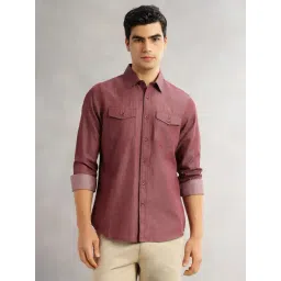 Thomas Scott Maroon Cotton Slim Fit Shirt-picture-18