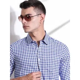 Thomas Scott Men Checked Classic Slim Fit Gingham Checks Cotton Shirt image 4