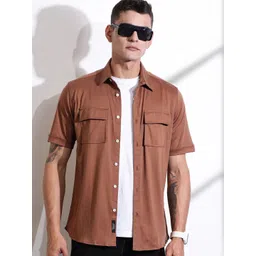 Thomas Scott Men Classic Slim Fit Spread Collar Solid Cotton Casual Shirt-picture-36