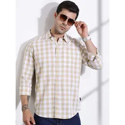 Thomas Scott Men Classic Slim Fit Tartan Checks Opaque Checked Casual Shirt-picture-17
