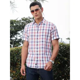 Thomas Scott Men Classic Slim Fit Windowpane Checks Checked Casual Shirt-picture-20