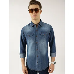 Thomas Scott Men Classic Spread Collar Faded Cotton Slim Fit Casual Shirt-picture-18