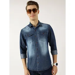 Thomas Scott Men Classic Spread Collar Faded Cotton Slim Fit Casual Shirt-picture-23