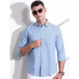 Thomas Scott Men Cotton Classic Slim Fit Gingham Checks Opaque Checked Casual Shirt-picture-12