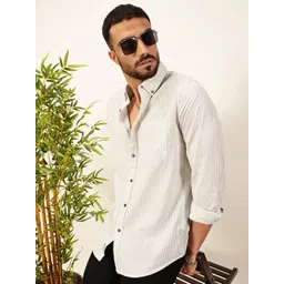 Thomas Scott Men Premium Slim Fit Striped Button-Down Collar Pure Cotton Casual Shirt-picture-30