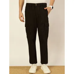 Thomas Scott Men Smart Slim Fit Easy Wash Cargos Trousers-picture-40