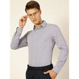 Thomas Scott Men Smart Spread Collar Gingham Checked Cotton Formal Shirt-picture-23