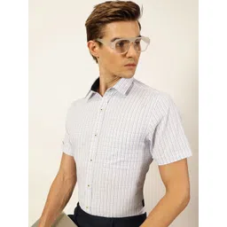 Thomas Scott Men Smart Spread Collar Gingham Checked Cotton Formal Shirt-picture-22