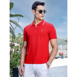 Thomas Scott Men Solid Polo Collar Cotton Slim Fit T-shirt-picture-34