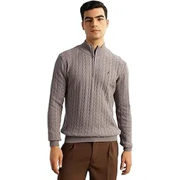thomas scott Men's | Regular Fit | Long Sleeves | Mock Collar | 100% Cotton | Dry Clean | Cable Knit | Knitted | Pullover Sweater-picture-20