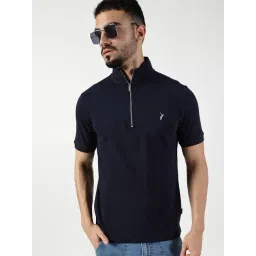 Thomas Scott Navy Blue Slim Fit Solid T-Shirt-picture-23