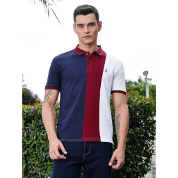 Thomas Scott Navy Cotton-Poly Blend Regular Fit Color Block Polo T-Shirt-picture-30