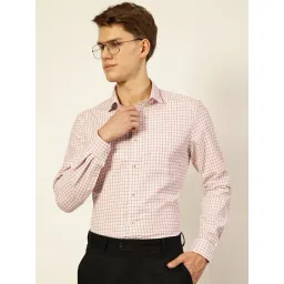 Thomas Scott Red Regular Fit Checkered Formal Shirt-picture-45