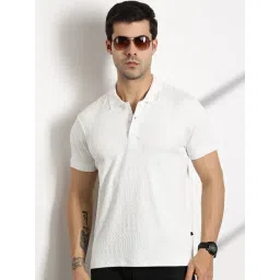 Thomas Scott White Cotton Regular Fit Texture Polo T-Shirt-picture-17
