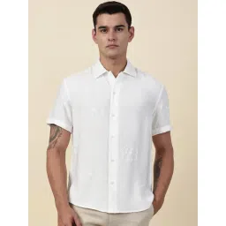 Thomas Scott White Regular Fit Self Pattern Shirt-picture-16