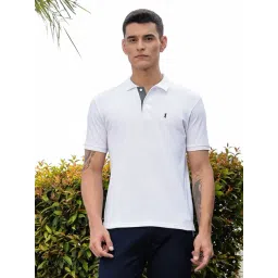 Thomas Scott White Regular Fit Solid Polo T-Shirt-image-20