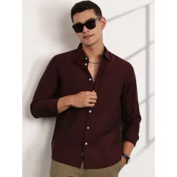 Thomas Scott Wine Slim Fit Striped Shirt-picture-19