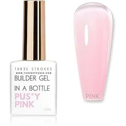 THR3E STROKES BIAB Clear,Pink,Nude,White Builder Gel for Nails, 15ml Nail Strengthener in a Bottle, Nail Extension Hard Gel, Soak Off Long Lasting UV Light Cure, Base Coat Top Coat Needed (15ML) (PINK)-picture-15