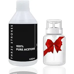 thr3e strokes Acetone | Clear | NOT FOR MEDICAL USE | Nail Polish Remover | Nail Colour Remover | A++ Grade,400ML (PLUS EMPTY ACETONE BOTTLE)-picture-40