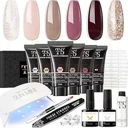 thr3e strokes Poly Nail Gel Extension Kit for Builder Gel UV Nail Art Kit Nail Extension Set (Nude, Pink, White) (62 Items in the set)( MINIMUM 180S TO DRY)(BEGGINERS KIT) (2)-picture-26