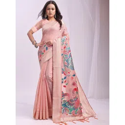 THREAD BOX Ethnic Motifs Linen Blend Saree-picture-39