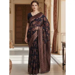 THREAD BOX Ethnic Motifs Silk Blend Banarasi Saree-picture-25